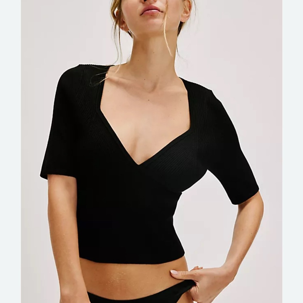 Free People Black Teagan Swit Top